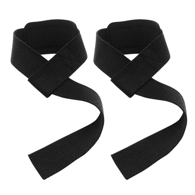Straps 2PCS weight lifting straps with wrist support for men and women, ideal for strength training and gym workouts. Made of neoprene and pure cotton webbing, these black straps measure 3.8x57cm when expanded. Designed for pulling exercises and deadlifting, they feature padded wrist support to enhance grip and prevent discomfort. Includes two straps in the package.