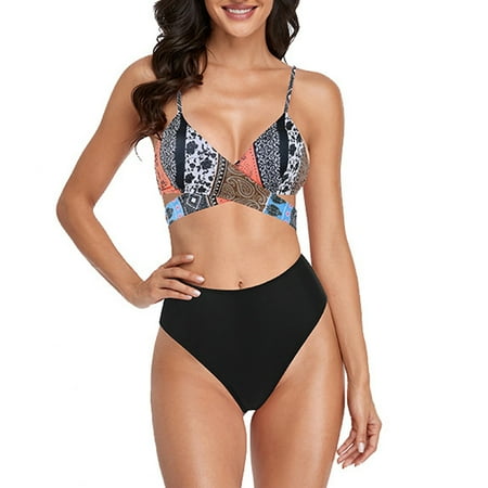 

Swimsuit women Women s Split Bikini Print Swimming Costume With Bra Pads And No Steel Bra CHMORA