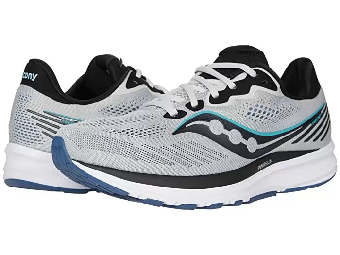 Mens Saucony Ride 14 Running Shoe Fog/Black/Storm - Walmart.com