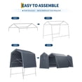 thumbnail image 7 of Mescukay 6x8 FT Portable Outdoor Storage Shed with 2 Roll-Up Zipper Doors & Vents, 240G Heavy-Duty Shelter Waterproof PE Tarp, UV-Resistant Carport for Motorcycle, Firewood, Tools, 7 of 7