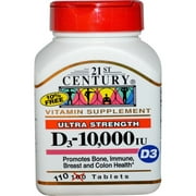 21st Century Vitamin D3, 250 mcg (10,000 IU), 110 Tablets