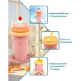 thumbnail image 3 of Taza de granizado, Tazas de batido con tapas y popotes, Taza de granizado para jugos, leche y helado, Fabricante portátil de granizados mágicos congelados para niños, amigos y familia (Rosa), 3 of 4