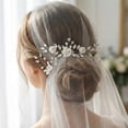 thumbnail image 5 of Miallo White Floral Hair Side Comb with 3 U-Pins, Silver Rhinestone Hair Forks for Communion, Prom & Party Hair Styling Kit, 5 of 9