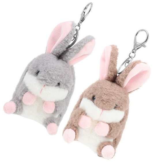 LULULION 2Pcs Cute Bag Pendant Keychain Charms Rabbit Shape Key Holder for New Year