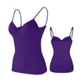 thumbnail image 2 of Nfurl Built in Bra Tank Tops for Women Fitted V Neck Molded Cup Cami Tank Tops Fitted Comfy Sleeveless Shirts Casual Going Out Purple,S, 2 of 6