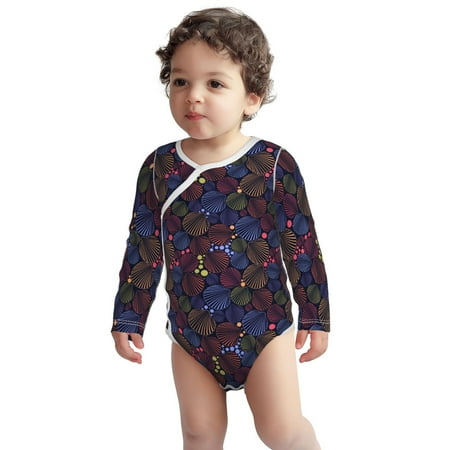 

Fotbe Colorful Shells Pattern Unisex-baby Long-sleeve Bodysuit Long Sleeve Bodysuits One-piece 100% Organic Cotton for Infant Baby Boys Unisex-12 Months
