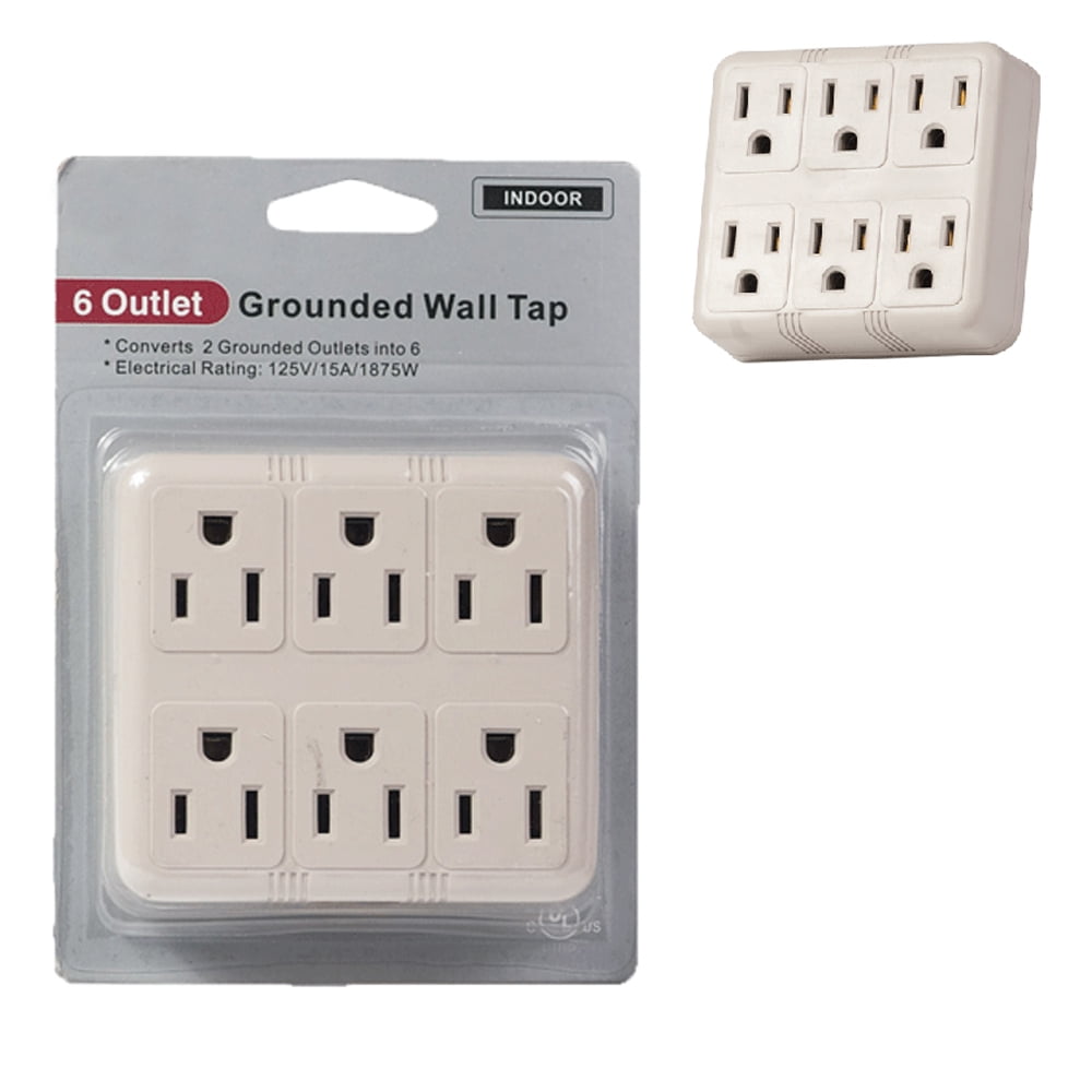 6 Outlet Power Strip Adapter Charging Station Plugs Wall Tap Socket