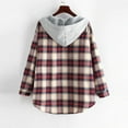thumbnail image 4 of fartey Women's Plaid Fleece Lined Hooded Jacket Button Up Oversized Fuzzy Coat Checkered Flannel Hoodie Jacket, 4 of 8