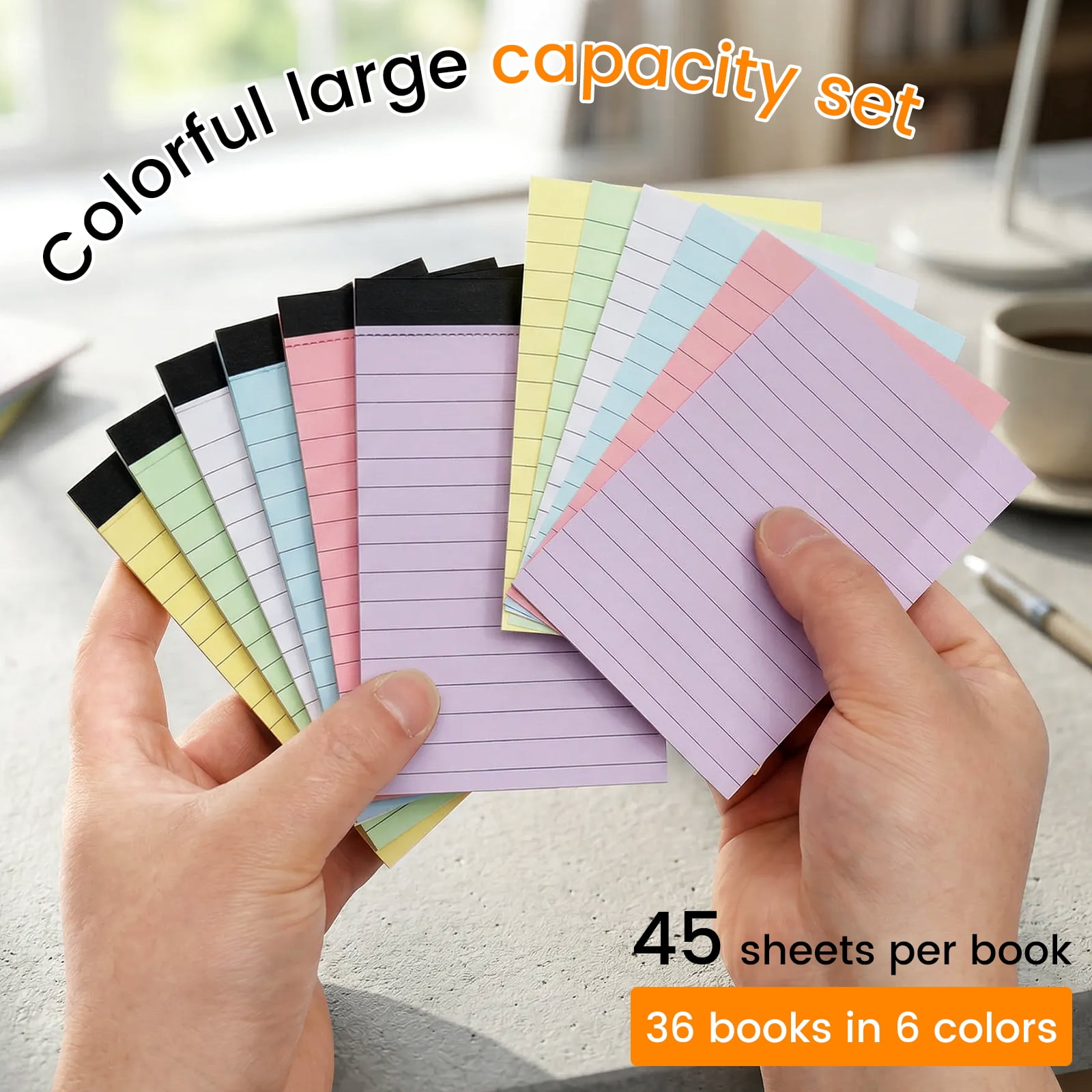 36 Pcs 3x5 Inch Note Pad 45 Sheet Per College Ruled Mini Writing Pad 80GSM Colored Paper 1620 Sheet Multicolor Cute Notepad for Present