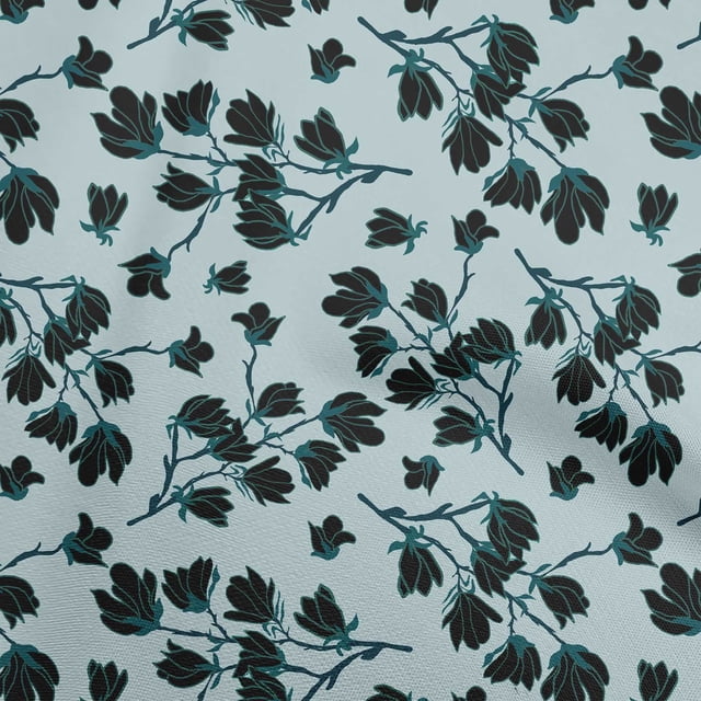 oneOone Rayon Light Blue Fabric Floral Fabric For Sewing Printed Craft Fabric By The Yard 56 Inch Wide