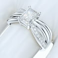 thumbnail image 5 of Sterling Silver Ribbon Bowknot Infinity Simulated Emerald Cut Diamond Engagement Ring Cross Twisted Knot Promise Ring (5), 5 of 6