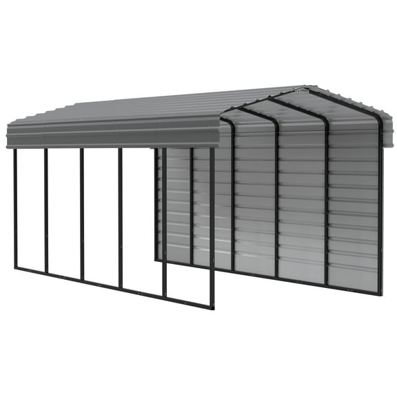 Arrow 10 x 24 x 9 ft Charcoal Carport With 1 Side Wall Kit
