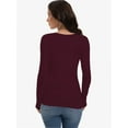 thumbnail image 5 of Womens Long Sleeve Square Neck Shirts Basic Slim Fit Tee Tops, 5 of 5