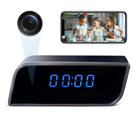 VOPOYO 4K UHD Clock Camera With Night Vision, Hidden Nanny Cam WiFi 6 & AP Hotspot, Smart Motion Detection, 2600mAh Battery, Up To 512GB SD Storage, Remote View Via App