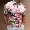 thumbnail image 2 of Cherry Blossom Pink (3) Men Zipper T-shirt Summer Casual Short Sleeve T-shirt Top, 2 of 7