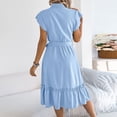 thumbnail image 6 of Gamivast Summer Dresses for Women Short Flutter Sleeve Mock Neck Shirt Dress Button Down Tie Waist Ruffle Dress Knee Length Casual Daily Work Office, 6 of 8