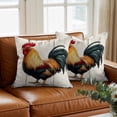 thumbnail image 3 of Retro Rooster Throw Pillow Cover Colorful Chicken Vintage Broad Watercolor Cotton Linen Cushion Cover Throw Pillow Case with Invisible Zipper for Couch Sofa Bed Chair Car 24x24 Inch, 3 of 9