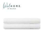 WelHome 2 Piece EVERYDAY USE 100% Cotton Bathroom Towels Set, 450 GSM, 2 Bath towels 27" x 54", Soft Lightweight, Hotels, Spa and Gym  White