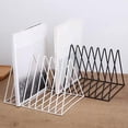 thumbnail image 2 of TFixol Metal Record Stand - Record Storage | Triangle Display Stand for 60 Records | LP Storage Case Newspaper Rack | Vinyl Record Holder for Office, CD, Magazine（white）, 2 of 6