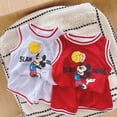 thumbnail image 3 of Chándales informales de dibujos animados para niños de 1, 2, 3 y 4 años, chaleco fino de cuello redondo y pantalones cortos, ropa de baloncesto de marca a la moda, 2 piezas, 3 of 3