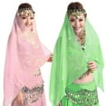 thumbnail image 2 of Women Headband Belly Dance Face Veil Headpiece Head Scarf Shawl, 2 of 6