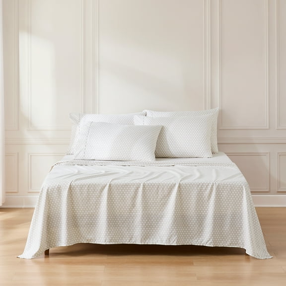 Lush Decor Eternity Sheet Set 6 Piece Set Queen Neutral - Teen Bed Sheets - Diamond Pattern - Queen Sheets - Geometric Art Deco - Mid Century Modern Decor