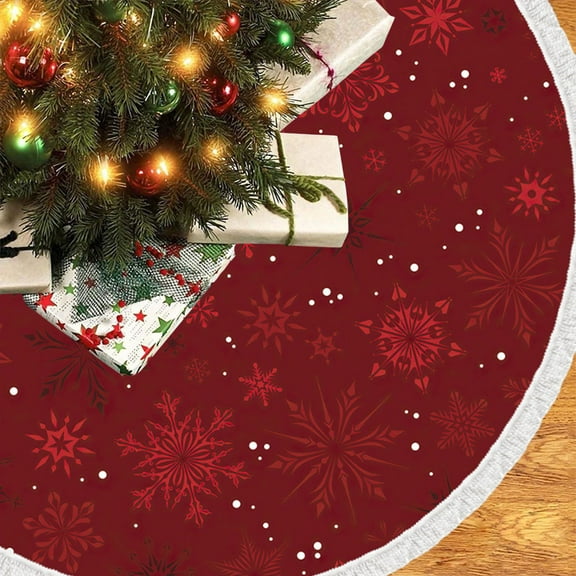Dmlowu Christmas Tree Skirt - 35 inch Luxury Soft Plush Xmas Tree Skirt, Non Slip Wrink Proof Round Christmas Tree Skirts for Holiday Party Christmas Decorations