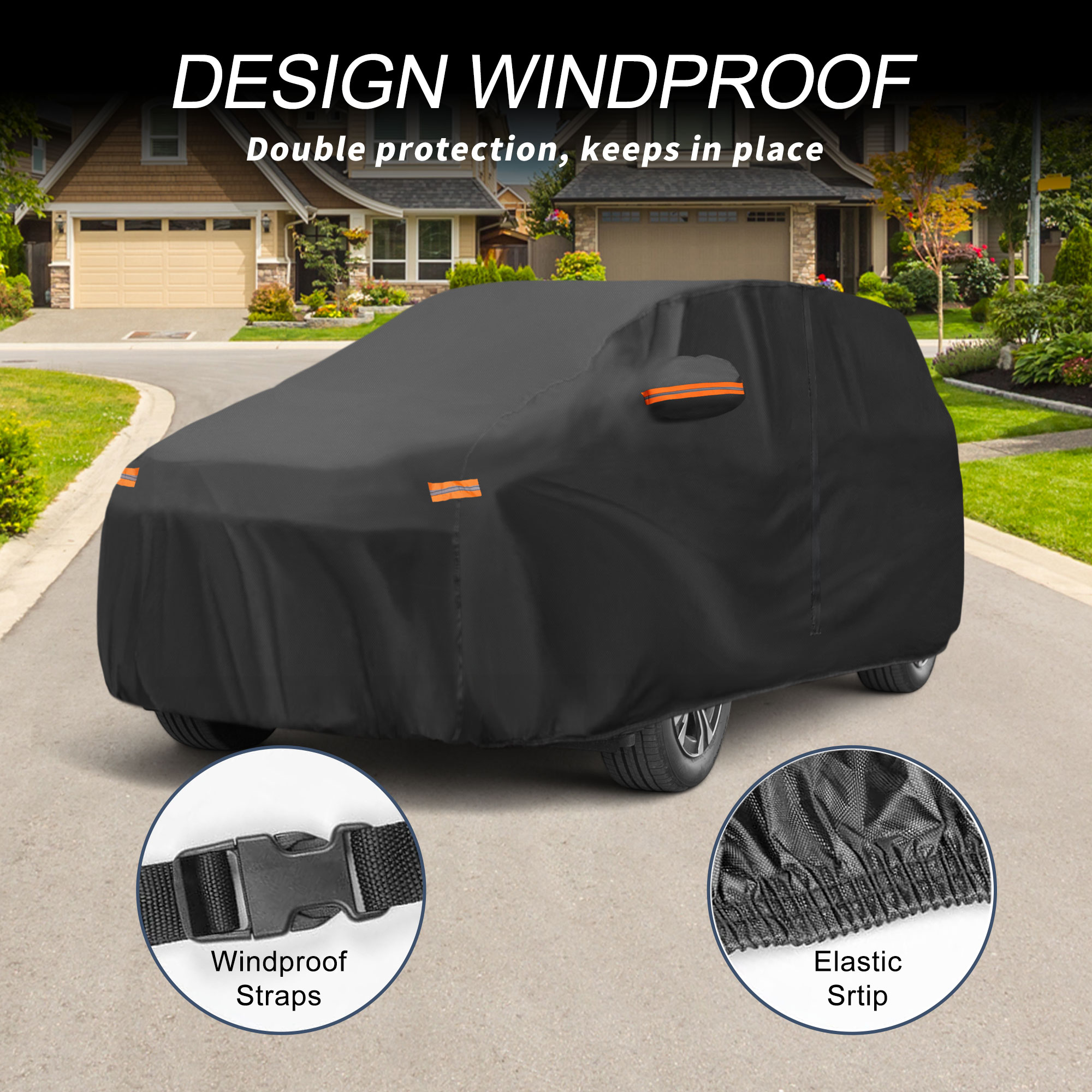 Unique Bargains Car Cover 210D-PU Oxford Outdoor Full Car Cover Waterproof Windproof Black for Toyota BZ4X