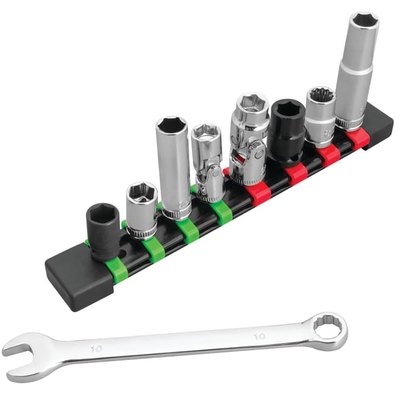 Performance Tool W39001 10mm Socket & Wrench Set - Impact, U-Joint, Deep and Shallow Well, Combination Wrench, Chrome Vanadium Alloy Steel