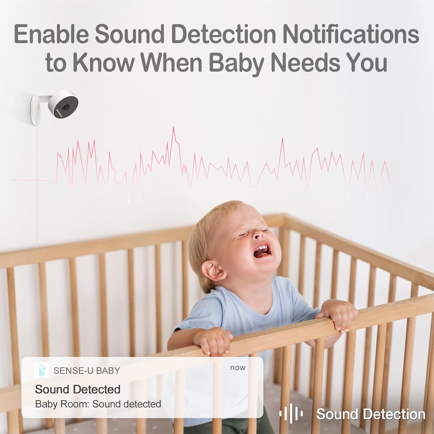 Sense-U HD Video Baby Monitor with 1080P HD WiFi Camera and Background Audio, Night Vision, 2-Way Talk, Motion Detection & No Monthly Fee (Compatible Smart Baby Monitor)