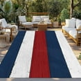 thumbnail image 3 of Fsddascl Navy Blue Red Striped Outdoor Rug for Patio/Deck/Porch, Non-Slip Large Area Rug 4 x 6 Ft, Farmhouse Vintage Stripe Indoor Outdoor Rugs Washable Area Rugs, Reversible Camping Rug Carpet, 3 of 5
