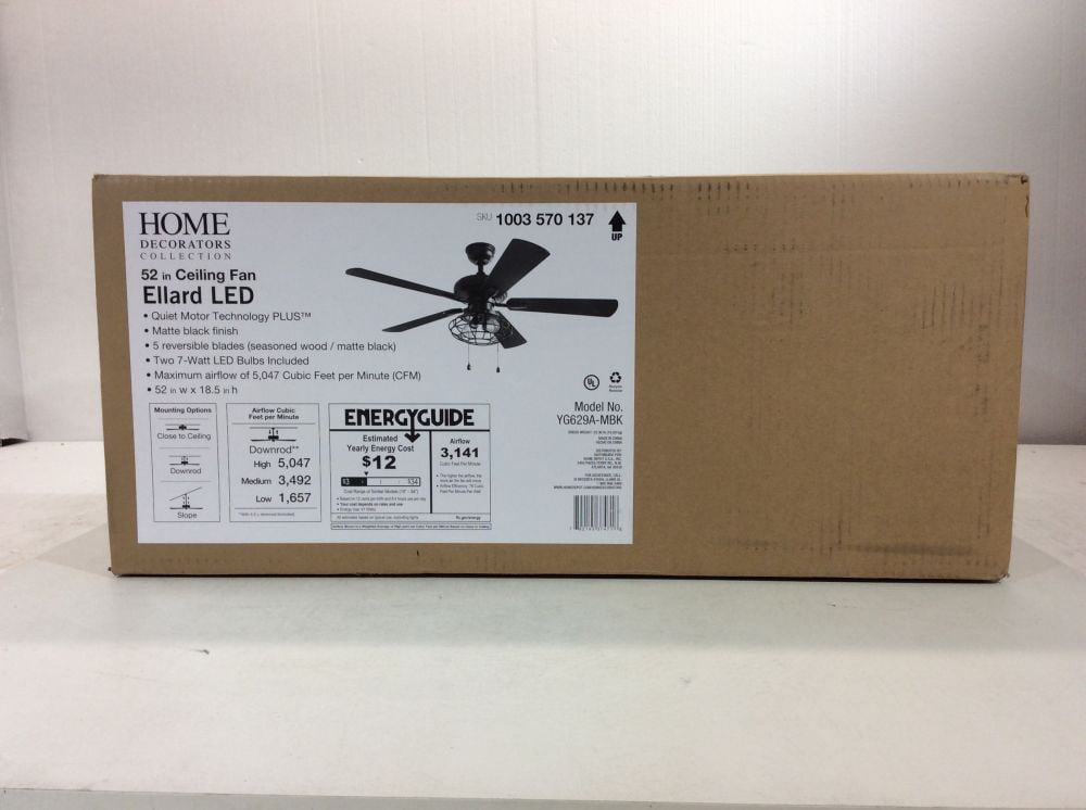 Lamps, Lighting & Ceiling Fans Ellard 52 in LED Matte Black Ceiling Fan