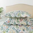 thumbnail image 3 of Bedspread Set - California King Quilt, 3-Piece Microfiber Bedspread Set, Green & White Floral Pattern, Extra Large 120x120 Bedding for All Seasons, 3 of 8
