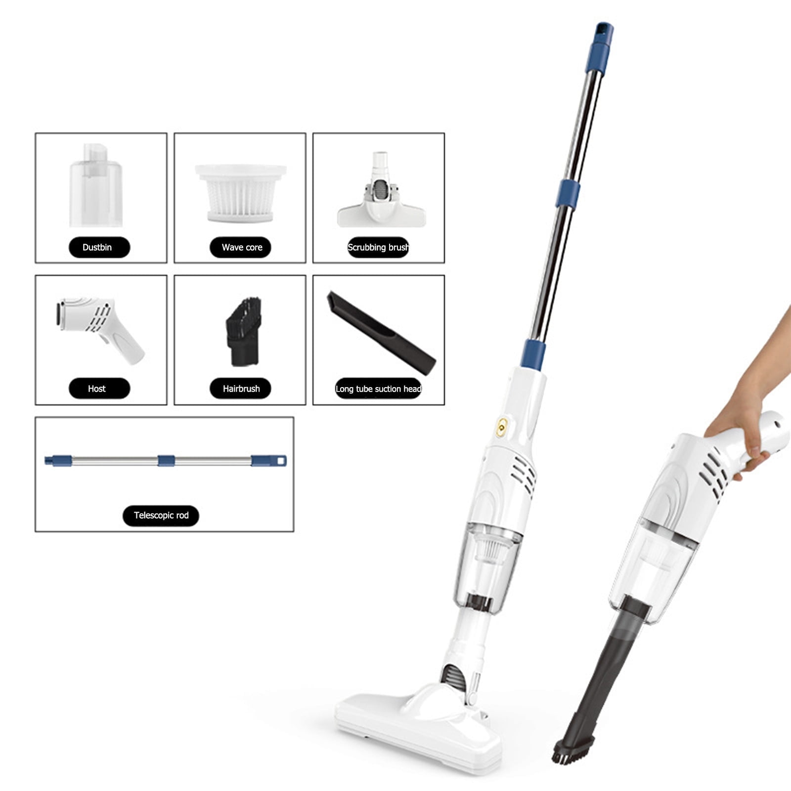 Wdhugt Stick Vacuum Hepa Filter Vacuum Lightweight Vacuum Bagless Vacuum Cleaners for Home Suction Power 4800Pa Vacuum Cleaner With 30 Mins Long Runtime With Suction Nozzle Set Connection Tube