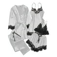 thumbnail image 2 of Censtreet Silk Pajamas for Women 5Pcs Sleepwear Loungewear Satin Robe Cami Shorts Pj Set, 2 of 7