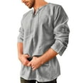 thumbnail image 1 of Camisa hippie de manga larga/corta para hombre, con cordones góticos, traje de lino, camisa retro medieval, 1 of 4