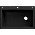 thumbnail image 3 of Transolid Radius 33in x 22in silQ Granite Drop-in Single Bowl Kitchen Sink with 4 CADE Faucet Holes, In Black, 3 of 4