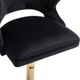 thumbnail image 5 of Counter Height Bar Stools Set of 2, Modern Velvet Upholstered Bar Stools with Button Tufted Back and Nailhead Trims, Elegant Dining Chairs with Golden Metal Base and and Footrest for Kitchen, Black, 5 of 7