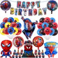 thumbnail image 3 of Globos de Spiderman, globos de látex de aluminio de superhéroe, suministros para fiestas de superhéroes, pancartas de feliz cumpleaños, decoraciones para niños y niños, globos de aire, 3 of 5