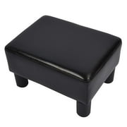 May in Color Small Ottoman Footrest PU Leather Footstool Rectangular Seat Stool Black