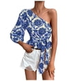 thumbnail image 1 of Blusa estampada sin espalda con manga tres cuartos y cuello sesgado a la moda para mujer Fridja  czfsfas5970, 1 of 9