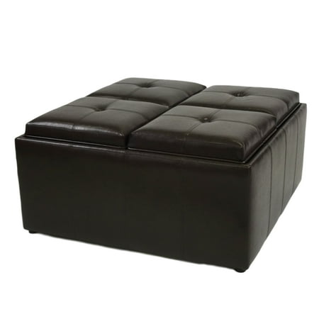 Viscologic Collection Square Tray Top Storage Ottoman With 4