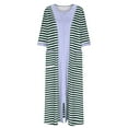 thumbnail image 2 of Aboser Womens Zip Up Nightgown Fashion Striped Print Sleepwer Casual Zipper Front House Robes Loose Square Neck Housecoat Loose Long Sleeve Loungewear with Pockets, 2 of 5