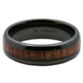 thumbnail image 3 of Black 6mm Ceramic Wedding Band Inlay Made of Real Koa Wood, 3 of 4