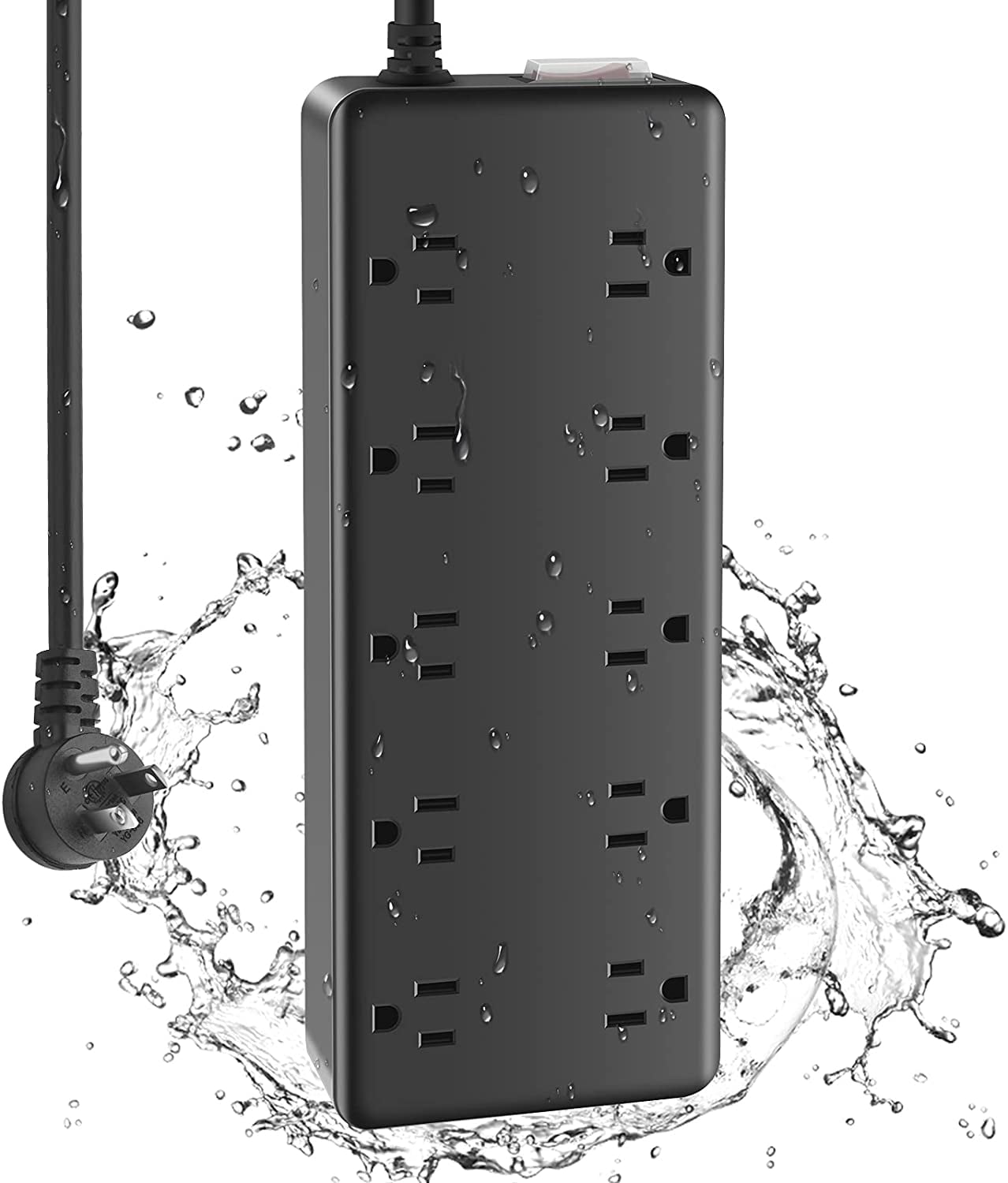 Wgthhk 10 Outlets Outdoor Power Strip Weatherproof, 1700J Surge