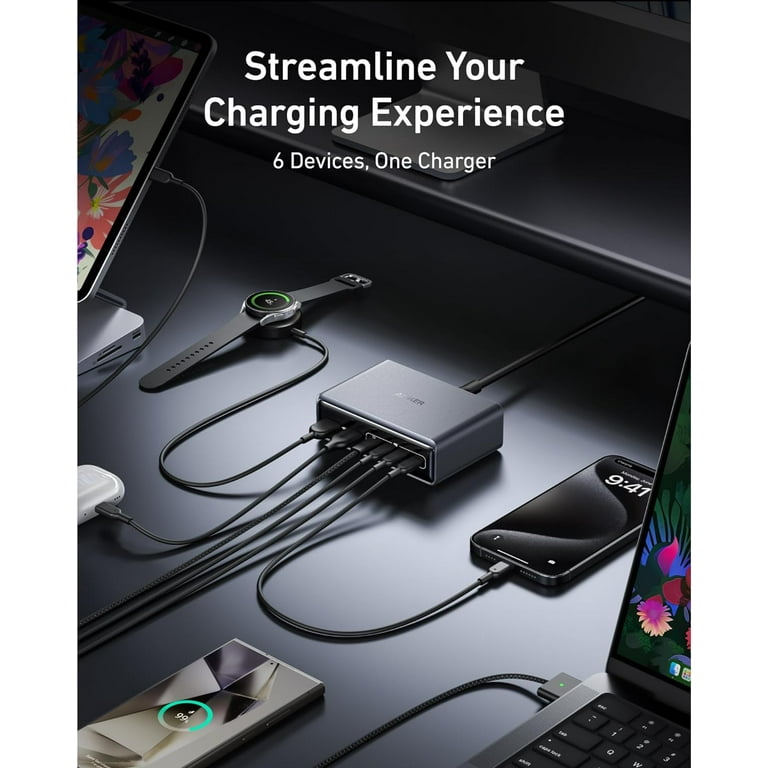 Anker Prime Charger, 200W 6-Port GaN Charging Station, USB-C Anker Prime Charger, 200W 6-Port GaN Charging Station, USB-C