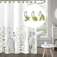 Sunlit Decorative Green Plant Leaves Shower Curtain Hooks, Tropical ...