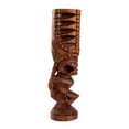 thumbnail image 2 of Handmade Wooden Primitive Angry Face Big Forehead Tribal Statue Sculpture Tiki Bar Handcrafted Unique Gift Art Home Decor Accent Figurine Artwork Hand Carved, 2 of 5