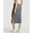 thumbnail image 3 of 3 Pack: Women's Midi Ribbed Knit Skirt With Side Slit - Stretchy Office Work Business Casual Pencil Pull-On Skirts, 3 of 6