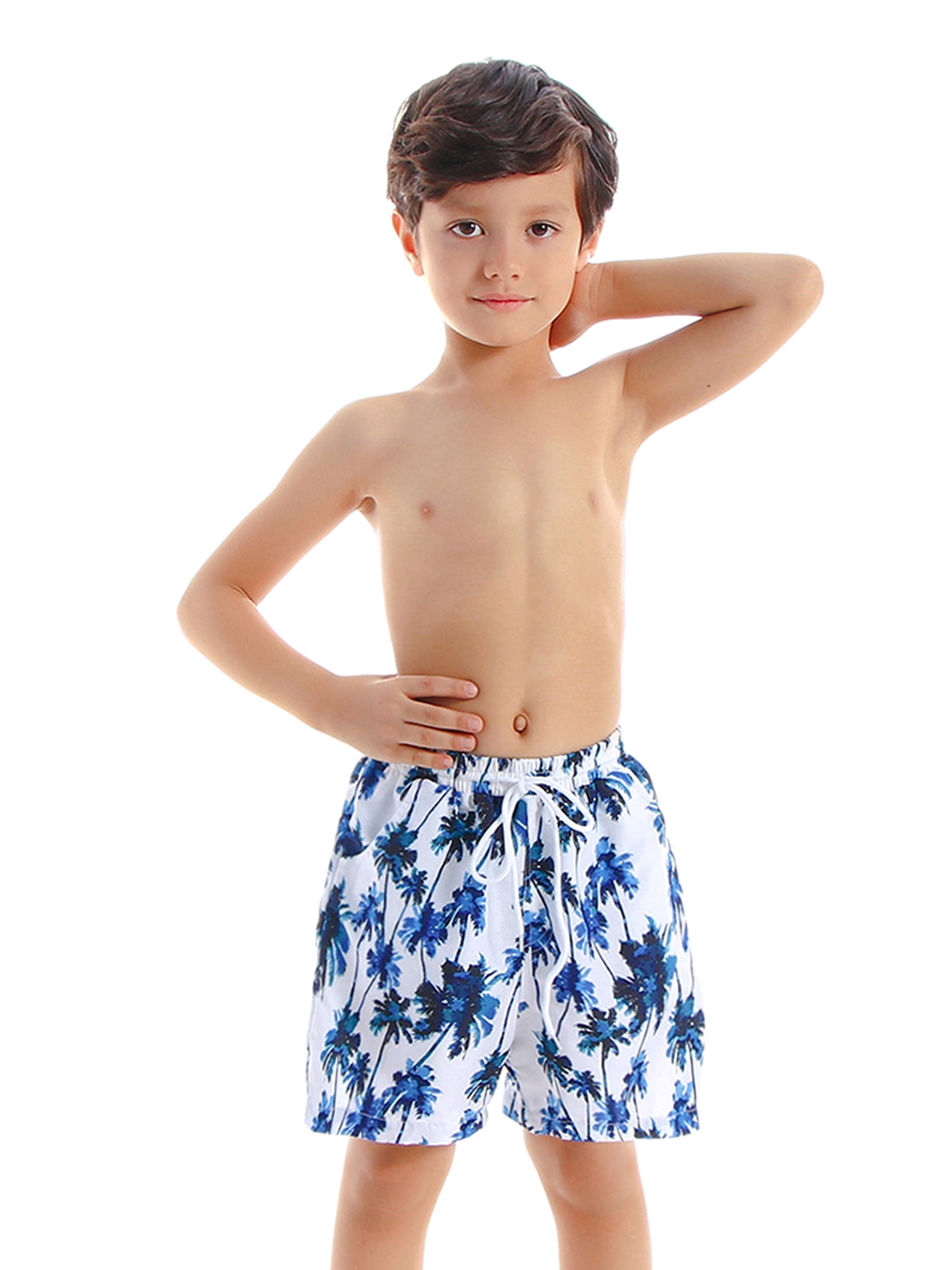 father and son matching swim shorts next